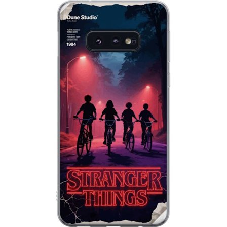 Yhteensopiva Puhelinkuori Samsung Galaxy S10e Stranger Things synkkä fantasiakuvaus lapsista ja kellosta dramaattisella punaisella kauhun designilla,