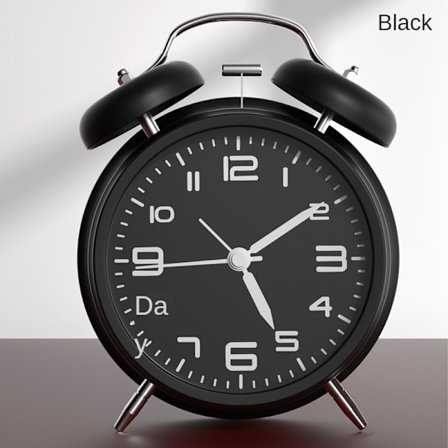 4 tommer dobbelt-klokke vækkeur, ekstra høj mekanisk ringetone