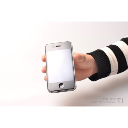 Rock Titanium skal till Apple iPhone 4 (Silver) + HD Skärmskydd