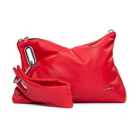 Vic Matié, clutch in nappa Rood, Dames, Maat:ONE Size,leer