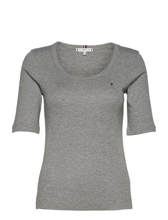 Slim Scoop-Nk Cosy Top 1/2 Slv Grey Tommy Hilfiger