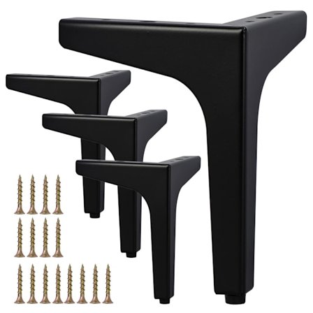 Set med 4 möbelben, last upp till 600 kg, 17 cm moderna metallben i triangelform, hårnålsben för skåp, soffa, svart (15 cm) 15 cm