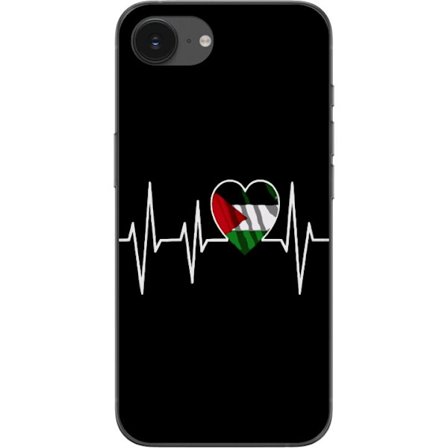 Kompatibel Mobilcover til Apple iPhone 16e Palæstina hjerte med EKG-linje i flagfarver sort rød hvid grøn symbol for kærlighed styrke og frihed