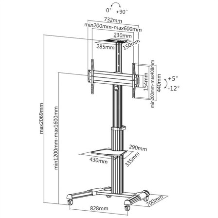 ROLINE Premium TV Mobile Cart, Pivot