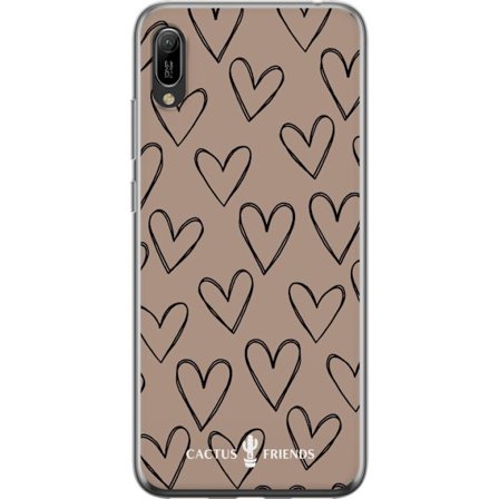 Kompatibel Mobilcover til Huawei Huawei Y6 Pro (2019) Cactus and Friends - Earthy Sketch Hearts