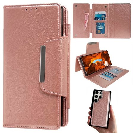 SKALO Samsung S25 Ultra 2-i-1 Magnetisk Aftagelig Flip Cover - Rosa guld