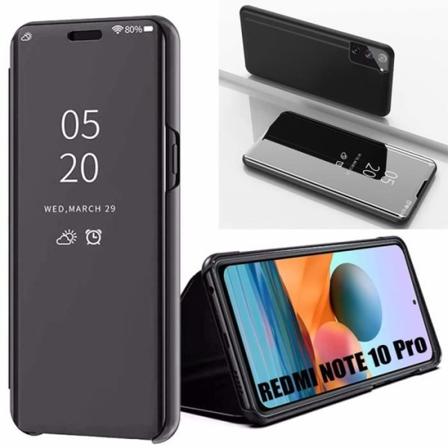 Fodral för Redmi Note 10Pro 4G (6,67") spegeleffekt anti-chock fönster Tanslucent Solid Black svart