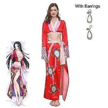 Anime Kostyme Boa Hancock Cosplay Sexy Empire Rød Kimono Kjole Halloween Karneval Kostyme For Kvinner Whbyv(S)