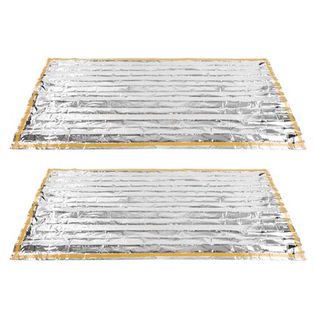 2 stk. Nødtæpper 200x100cm Foldbar Rumtæppe Solbeskyttelse Rivfast Overlevelses Tæppe til Camping Rejse