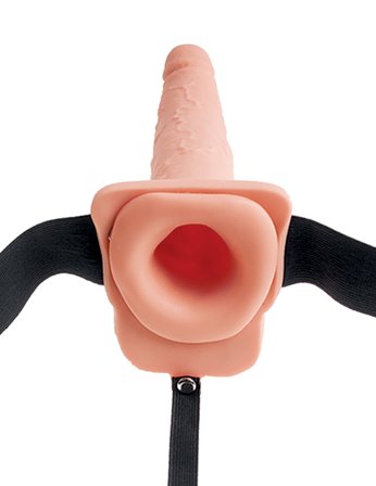 19 CM SQUIRTING HOLLOW STRAP-ON WITH BALLS - Vuxen.se - Vibrerande, strapless & standars strap-ons