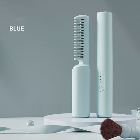 Uträtning Curling Brush Hår Hot Comb BLÅ