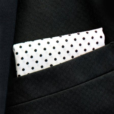White & Black Dotted Cotton Pocket Square for Men - Patterned Pocket Squares