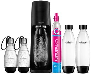 SodaStream Terra Black Gigapack - Kompakt kolsyremaskin med fem flaskor & patron