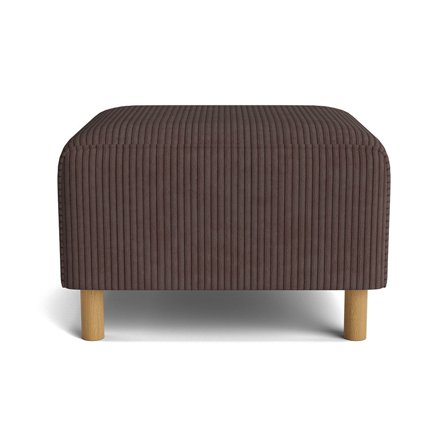 Seam Pouf Hocker in Lincoln Braun, Modernes Design mit Cord-Optik, Bequeme Polsterung, Stabiles Holzuntergestell, Maße 45cm Durchmesser