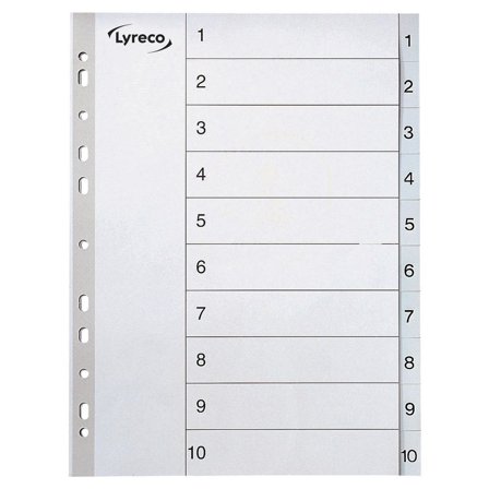 LYRECO Plastregister A4 PP 1-10 grå - Lyreco - Kontorsmaterial - Pärmar och register - Plastregister - Tryckta