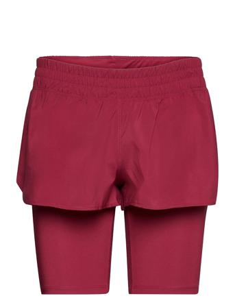 Run Icons 3Bar 2In1 Running Short Shorts Sport Shorts Vaaleanpunainen Adidas Performance