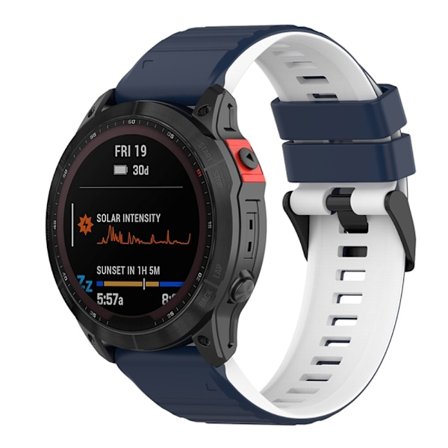 Garmin Fenix 7X/6X/6X Pro etc. Tvåfärgat klockarmband i silikon - Blå/Vit