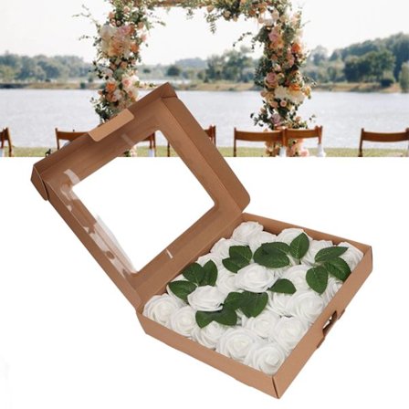 25 stk kunstige roser som ser ekte ut, 3 tommer i diameter, 7 tommer stilk, myke falske roser til fest- og bryllupsdekorasjon