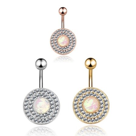 Navle-Belly Button Ring Kropspiercing 316l Stål Opal