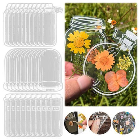 30 stk. gennemsigtige tørrede blomsterbogmærker, DIY tørrede blomsterbogmærke, hjemmelavede bogmærker, smukke blomsterbogmærker, glasvarer 