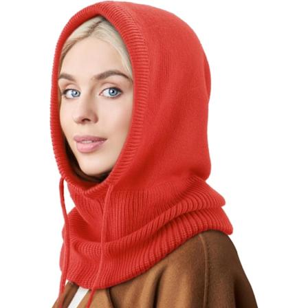 Naisten talvinen neulottu pipo - L mmin huppu-huivipipo ny rill 1 Pc Hooded Hat: Ed