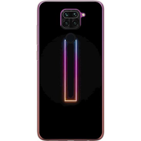 Kompatibel Mobilcover til Xiaomi Xiaomi Redmi Note 9 Minimalistisk neonbogstav I i regnbuefarver mod mørk baggrund