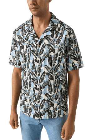 Eton Palmmönstrad Resortskjorta Skjortor Herr Blå L