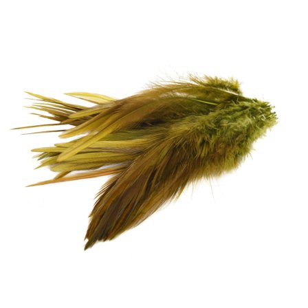 Natures Spirit Strung Saddle Hackles - Brown Dyed Dark Olive