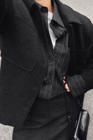 NA-KD - Oversized jakke i ullblanding - Skjortejakker - Grå - EU 40