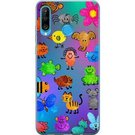 Yhteensopiva Puhelinkuori Huawei P30 lite Little Scribble Friends