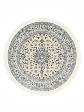 Nain Emilia Cremeweiß/Blau Rund Klein Oeko-Tex Teppich