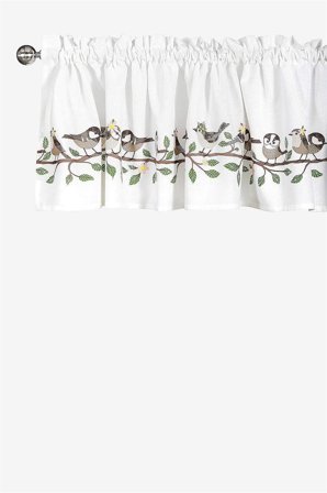 Cellbes of Sweden - Gardinkappe Vårfåglar Birds Birds i hvit i størrelse