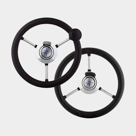 Volant de bateau à moteur Dometic Lipari, acier inoxydable avec cuir PU/imitation cuir, Ø280 mm, avec moyeu, convient pour axe de volant 3/4" (19 mm),