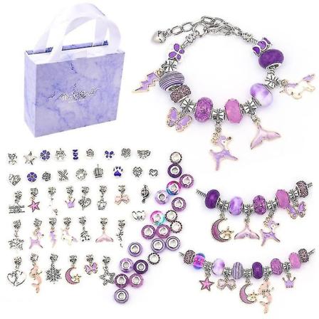 Smykkearmbånd-sett for å lage armbånd, DIY-håndverk, gave til jenter, tenåringer Purple