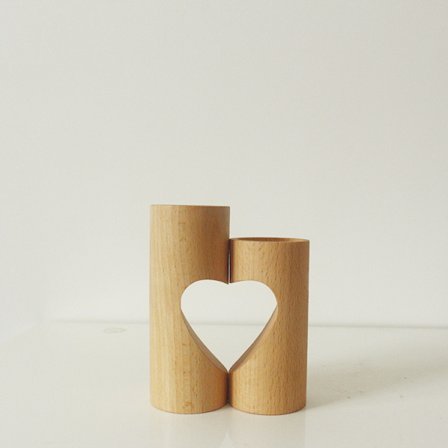 Lysestager i træ, søde hjerte-tealight-holdere, dåse