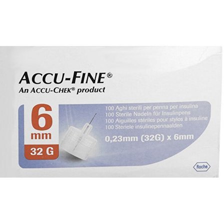 Accu Fine Aghi Sterili Per Penna Insulina G32 6mm 100 Pezzi