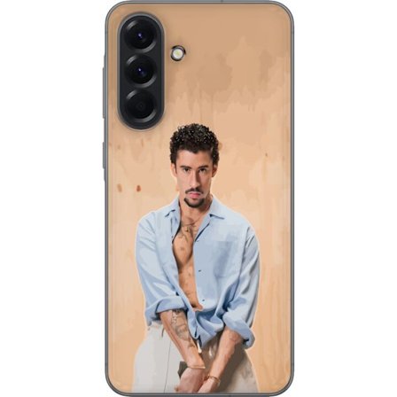 Yhteensopiva Puhelinkuori Samsung Galaxy A56 Bad Bunny Super Bowl-inspiroima grafiikka, jossa NFL-trofe ja San Franciscon silta urheilusuunnittelussa