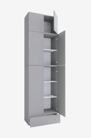 VCM - Vcm Kontorskab Lona Xxl hængslede døre - med beslag og skuffe - Grå - Skabe - Fra Homeroom