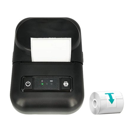 Bluetooth termisk skrivare med 3 rullar 40x30 etikettpapper svart