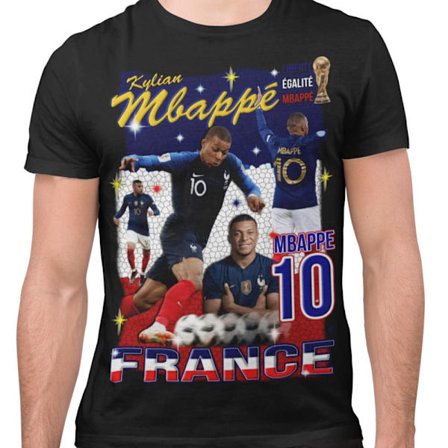 Mbappe Svart 10 t-shirt France stil VM