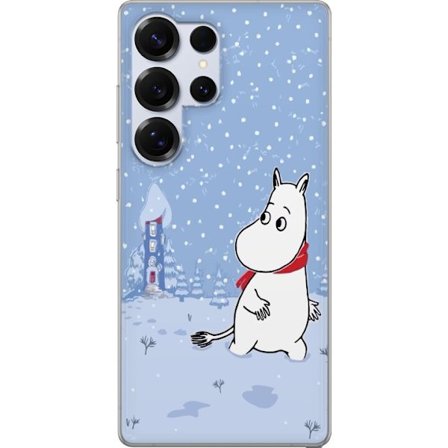 Kompatibel Mobilcover til Samsung Galaxy S25 Ultra Står i et stille vinterlandskab med snefald, blå toner og måne, hvor den rolige stemning skaber en