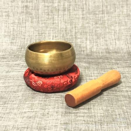 8 CM tibetansk sångskål, handgjord tibetansk sångskål med 7 metaller med träpinnar, ljudskålskudde och förvaringsväska för yoga, meditation