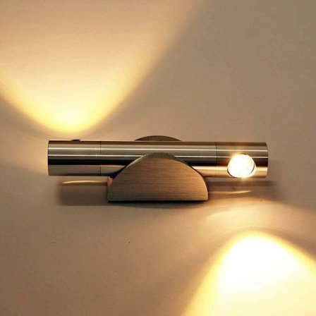 LED væglampe 6W entrévæglampe 360° roterende væglampe Badeværelseslampe Aluminiumseffekt trappelampe (6W varm hvid)