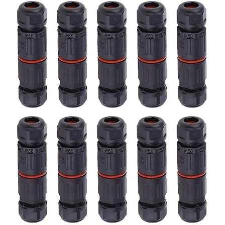 10 stk Ip68 vandtæt elkabelstik, 3-benet hun vandtætte stik Power Vandtæt ledningsstik