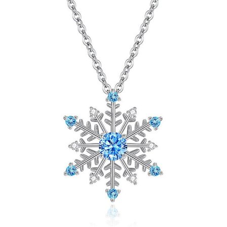 1 stk. Snefnug Halskæde Blå Vedhæng Dame Kæde Smykker Gave