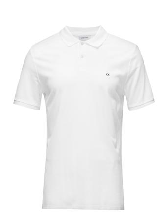 Logo Refined Pique Slim Polo Polos Short-sleeved Valkoinen Calvin Klein