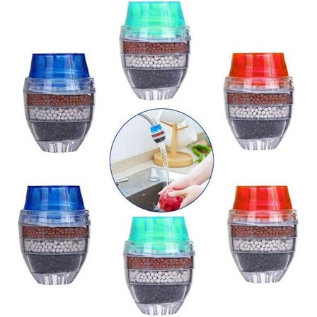 6-pack runda kökskranar med aktivt kolfilter för vattenrening