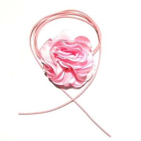 Stor Rosenblomst Nøglebenskæde Enkel Justerbar Stof Halskæde Kvinder Choker Pink