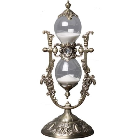 Timeglass, 15 minutters timeglass, preget hvitt sand