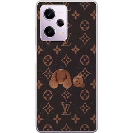 Kompatibel Mobilcover til Xiaomi Xiaomi Redmi Note 12 Pro Luksuriøst monogrammønster med knust bamse i mørk modeæstetik
